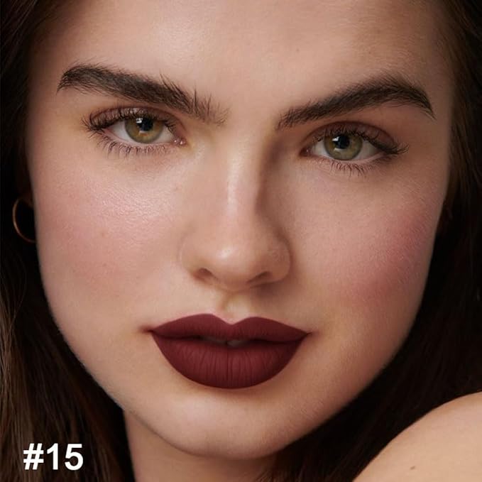 HHLTOH 2-in-1 Deep Red Lip Liner & Lipstick Set Kit for Women, Matte Lips Kit with Lip Liner Lip Stains Long Lasting Waterproof 24 Hour Lipstick and Lip Liners Combo Lipliners Pencil Set 15