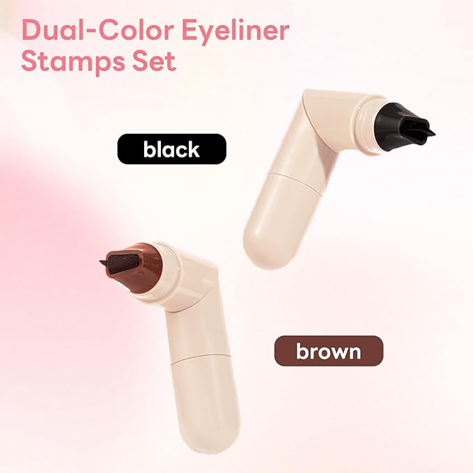 VerveFields，2pcs2026 New Foldable Eyeliner Stamp, Quick Drawing Tool, Marks Left and Right Eyes, Smudge-Proof and Waterproof Long-Lasting Eyeliner Pen, Suitable for Beginners