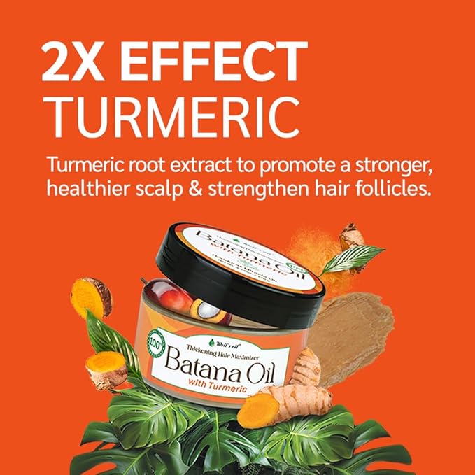 Well's Oil Batana Oil with Turmeric Extract | Made with Batana Oil | Plant-Derived Ingredients | Nourishes & Conditions Hair (4.23 oz / 119 g)