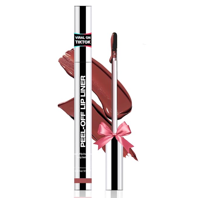 Lip Stain - Peel Off Lip Liner, Long Lasting Lip Liner with Matte Finish, Waterproof & Transfer Proof Lip Gloss, Non-Stick Cup & Highly Pigmented Color, Easy to Use for All Skin Types (Dark Red)