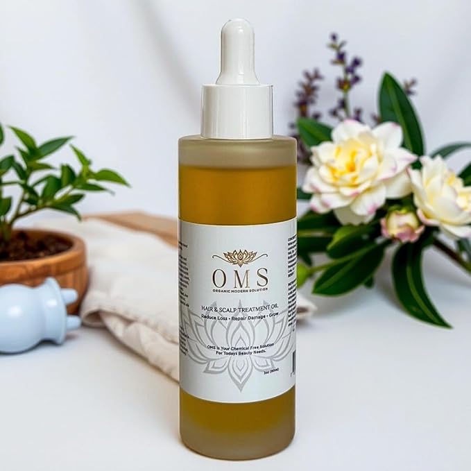 ORGANIC MODERN SOLUTION OMS Pre-Shampoo Hair Treatment Oil for Growth & Loss Prevention, Scalp Nourishing, Heat Protection, Anti-Frizz 3oz