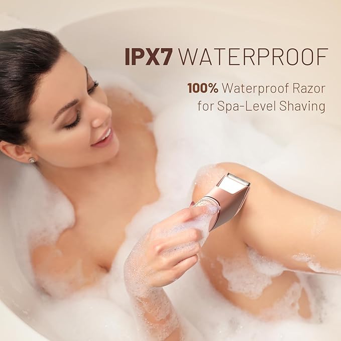 LGTGH Bikini Trimmer for Women: Electric Shaver with Ceramic Blades & Travel Lock，Pubic Hair Razor with Mirror & LED Light - Body Groomer IPX7 Waterproof Use for Legs/Arm/Underarm