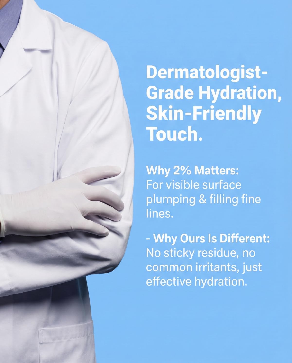 Hyaluronic Acid Serum - Dermatologist Developed for Weightless Hydration - Hyaluronic Acid 2% & Na-PCA 1% Serum For All Skin Types - 1 Fl Oz
