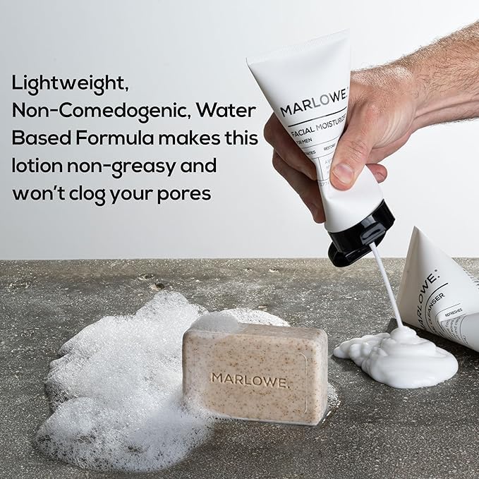 MARLOWE. Men's Skin Care Set, Facial Cleanser & Face Moisturizer Duo