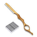 Hair Razors For Cutting Hair 6.89", Professional Styling Razor with Replacement Stainless Steel Blades for Salon/Home -11PCS Gold