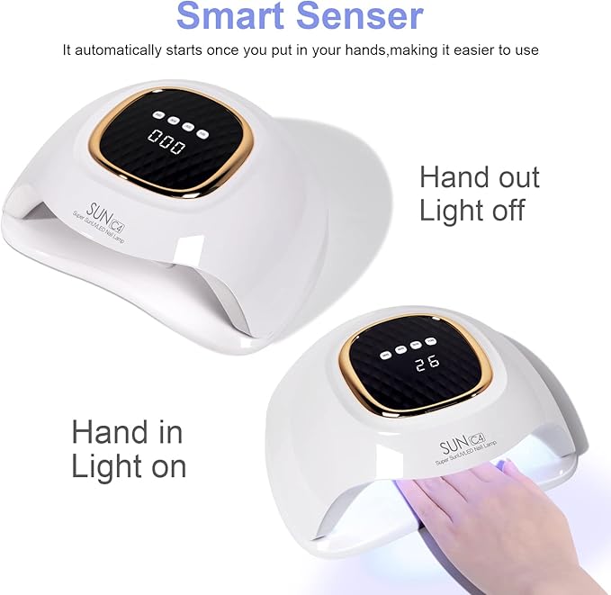 MIRAGE LAYON UV Nail Lamp - Fast Drying, Powerful & Efficient LED Nail Lamp with 4 Timing Settings & Infrared Automatic Sensor Professional UV Light for Home Salon Nail Art Tools