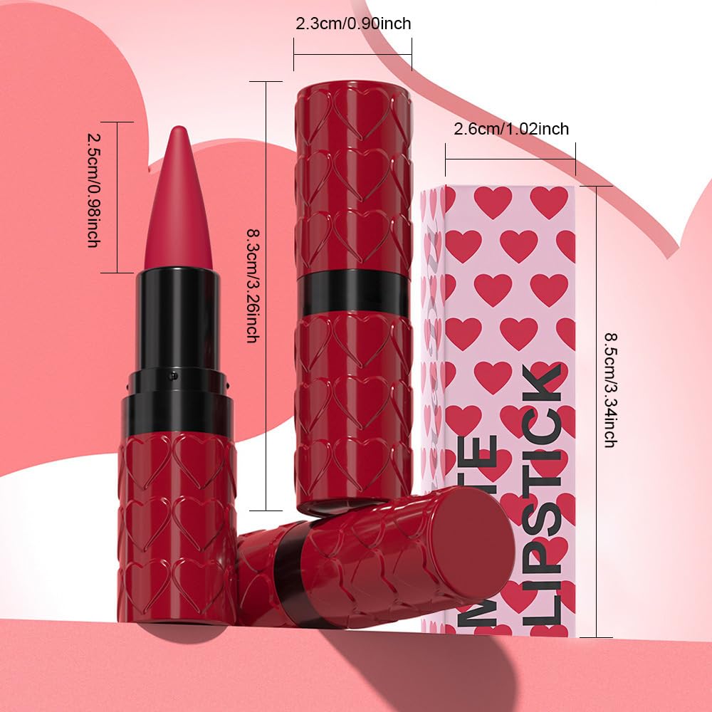 CAKAILA Red Gradient Matte Lipstick Crayon Lip Liner pencil,Crayon Form and Cone Tip 2-in-1 Lip Liner and Lipstick Lip Combo Set Achieve Flawless Contour Gradual Ombre Effect lip Pencil for Old Women