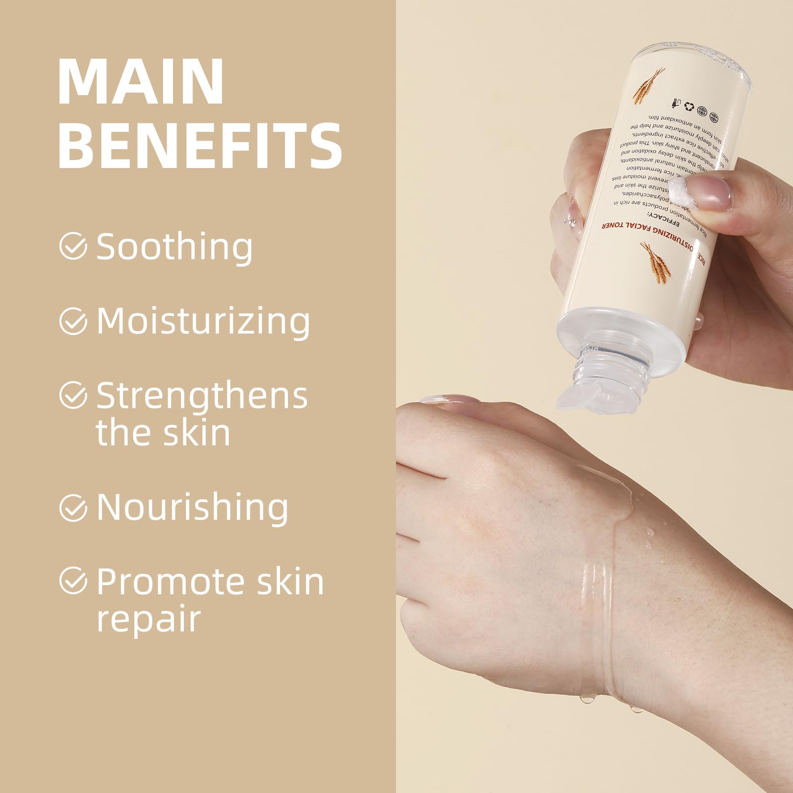 AOPEIBOTO Rice Toner, Hydrating Toner for Face, Facial Toner for Women, Moisturizing, Nourishing, Skin Care for All Skin Types, 4.06fl.oz/120ml