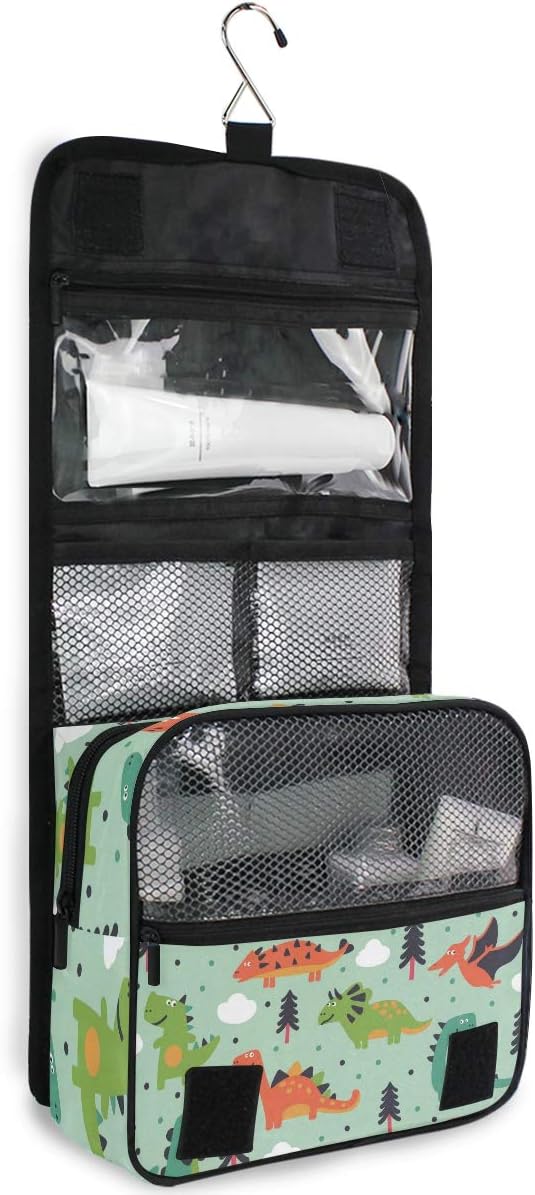 senya Hanging Travel Toiletry Bag Dinosaur Kit Makeup Case Cosmetics Organizer for Men Women