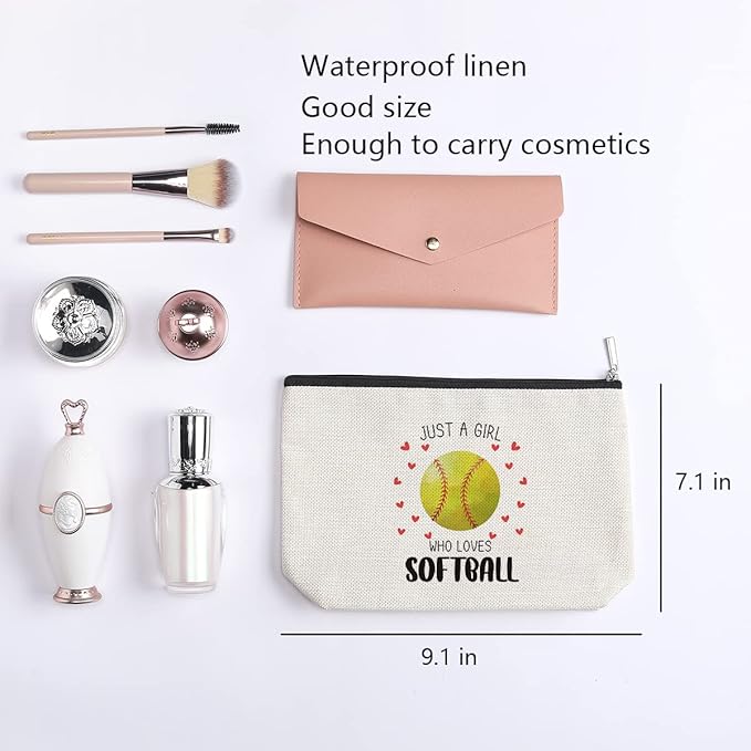 kdxpbpz Softball Gifts Makeup Bag Inspirational Gifts for Women Her Softball Lovers Mom Sister Birthday Gifts for Female Coworker Friend BFF Besties