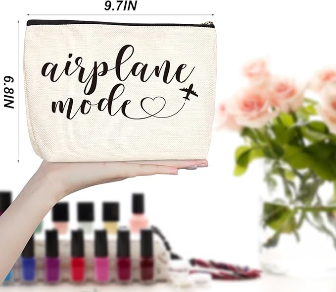 jealance Funny Airplane Travel Gifts for Women Makeup Bag Travel Essentials Cosmetic Bag Travelers Toiletry Bag Flight Vacation Gifts for Sister Travelers Girls Trip Birthday Mothers Day Anniversary