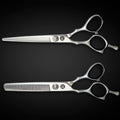 Left Handed Set of Hair Cutting Shears - Saki Kotaro - Made from Japanese 440C Steel - 6 Inch Set Includes Left Hair Scissors, Left Thinning Shears, Razor and Leather Shears Case
