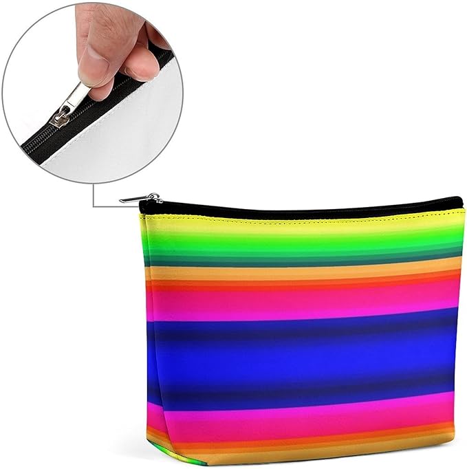 Meaudiwes Women's Fashion Zipper Cosmetic Case, Portable Makeup Case, Personality Toiletry Bag, Travel Cosmetic Toiletry Bag Colorful Mexican Blanket Stripes