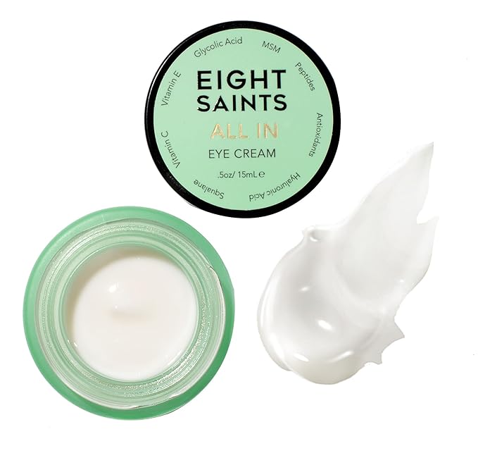 Eight Saints Skin Care All In Eye Cream, Anti Aging Eye Cream to Reduce Puffiness, Wrinkles, & Eye Bags, Dark Circles Eye Treatment, with Hyaluronic Acid, Vitamin C, & Peptides, 0.5 Ounces