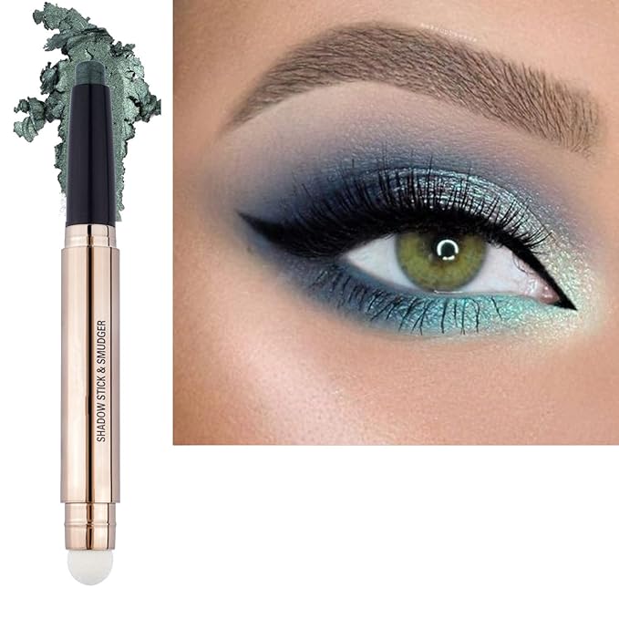 LGSZGDCN Green Eyeshadow stick Makeup Brush,Glitte Primer Palette Smooth Cream Shimmer Pencil Long Lasting Waterproof Eye Shadow Highlighter Hypoallergenic Multi-Dimensional eyes Look