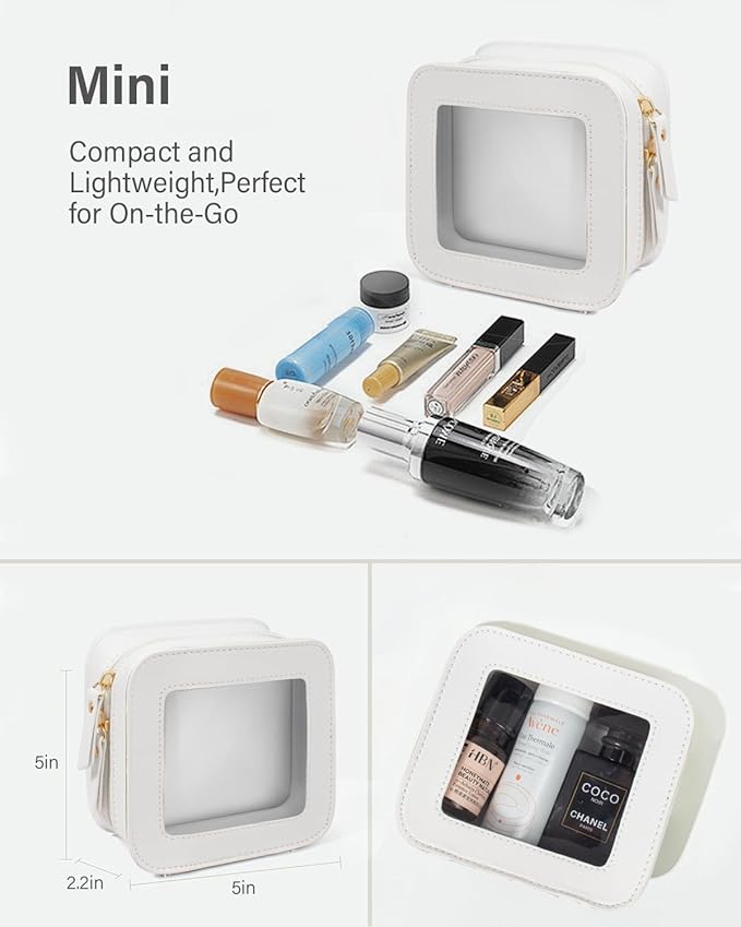 LETGO Small Clear Makeup Bag Travel Cosmetic Case Transparent Toiletry Bag,Portable Waterproof Sun Makeup Bag For Pool,Beach Toiletry Cosmetic Bag Beach Summer Vacation Essentials Bag(White, Mini)