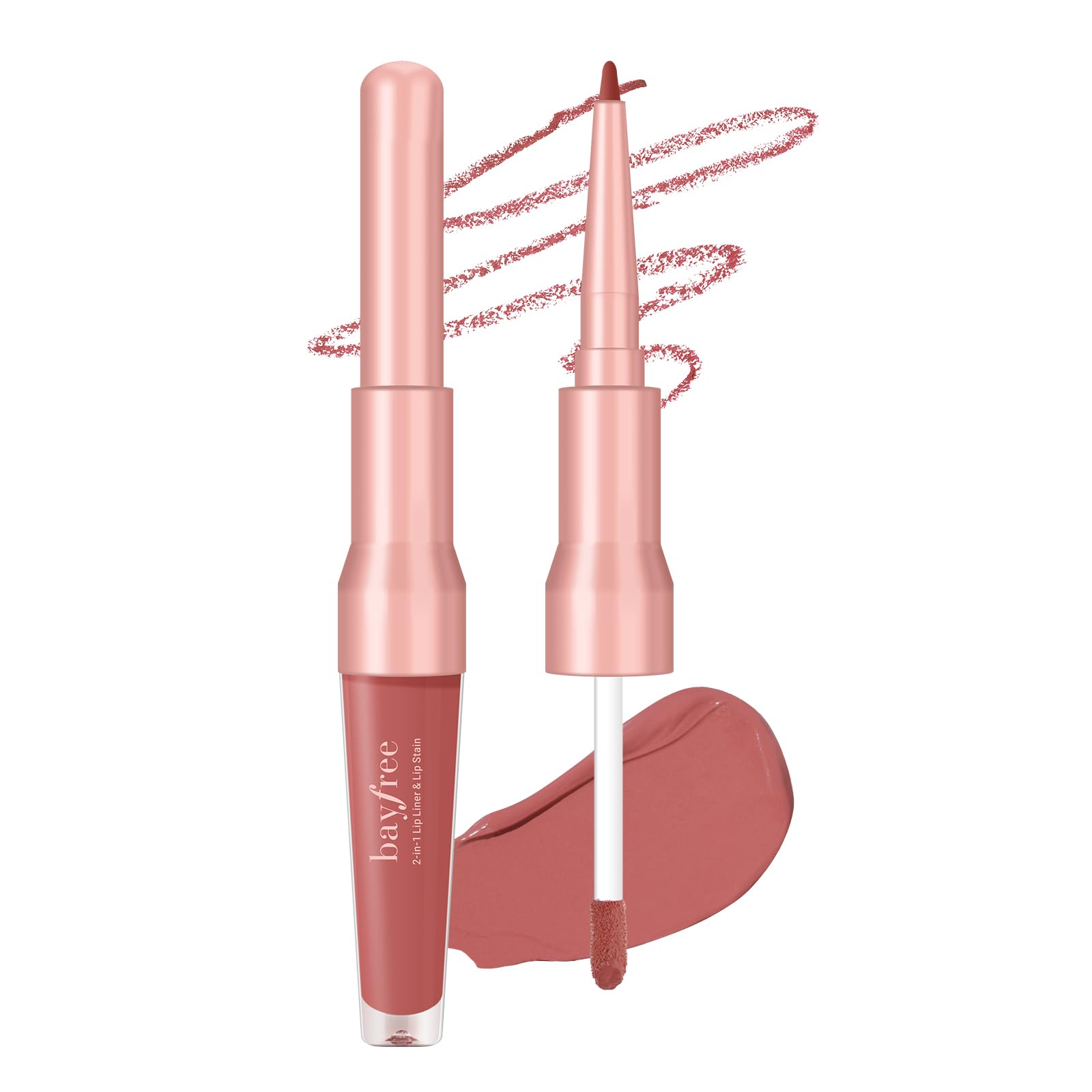 bayfree 2-IN-1 Lip Liner and Lip Stain, High Pigmented Long Lasting Velvet