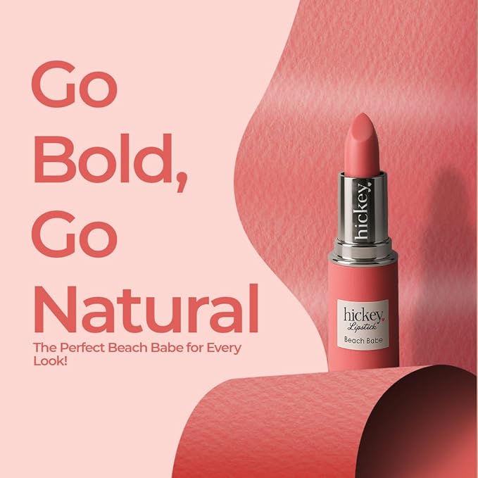 Hickey Lipstick Refill – Beach Babe (Coral), Hydrating Jojoba Oil, Vegan