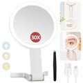 MIYADIVA 30X Magnifying Makeup Mirror with Light, Double-Sided 1X/30X Travel Makeup Mirror, 56 LED Lights, 3 Color Modes, Dimmable, USB-C Rechargeable, Portable Foldable Vanity Mirror for Women