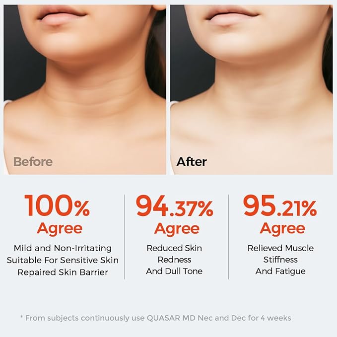 Quasar MD Neck & Décolleté Firming Beauty Device – LED Light Therapy Skin Tone and Texture Enhancement, 630nm and 830nm Dual Wavelengths Emission LED Device, Liquid Silicone