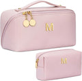 CLOUDWINGS Initial Makeup Bag Personalized Gift for Women Teen Girls