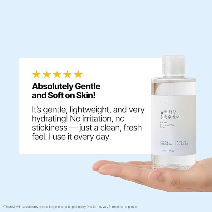 WISELY East Sea Deep Ocean Water Toner | Calming, Gentle Exfoliator, Deep Sea Water for Hydrating, Soft Finish, Korean Facial Toner & Astringent for Men and Women (200ml / 6.7 fl. oz.)