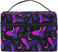 MNSRUU Goth Makeup Bag, Purple Bat Gothic Butterfly Makeup Organizer Bags Toiletry Bag Box Travel Cosmetic Bag Make Up Train Case for Women Teen Girl Ladies