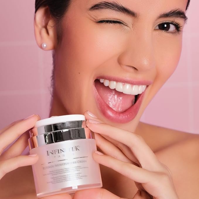 Infinitek Paris Retinol Face Moisturizer | 1% Retinol Cream with Hyaluronic Acid | Facial Cream for Wrinkles, Fine Lines, and Dark Spots | 1.7 oz / 50 g