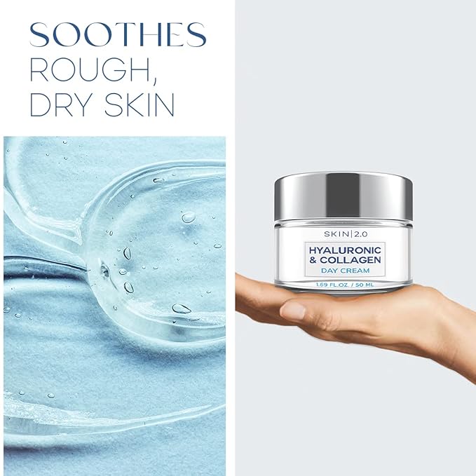 Skin 2.0 Hyaluronic Acid & Collagen Face Moisturizer – Deep Hydration & Firming Cream for Smooth, Youthful Look – Dermatologist Tested, Korean Skin Care Set, Vegan, Clean Beauty – Day & Night Duo