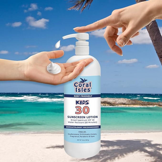 Coral Isles SPF 30 Sunscreen Lotion Reef Compliant Broad Spectrum 32 Fl Oz