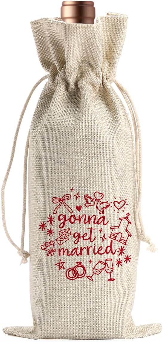 BARREEMO Engagement Wine Gift Bag Wedding Engaged Gifts for Newlyweds Couple Women Men Bridal Shower Gifts for Bride and Groom Pairs Well with Wedding Planning Gonna Get Married Wine Bags