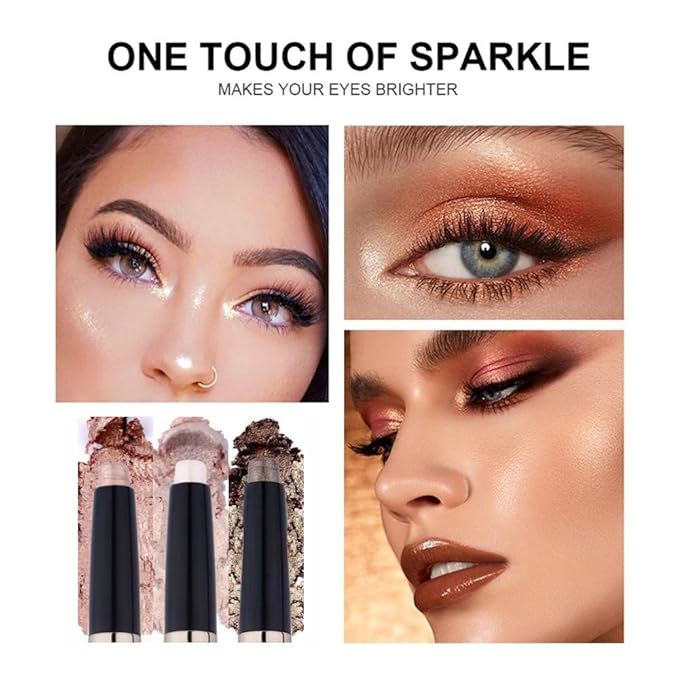 Qeetvia Green Eyeshadow Stick Makeup, Long-Lasting Waterproof Eye Shadow Pencil, Hypoallergenic Smudge-Proof Glitter Primer Palette Shimmer Eyeliner, Easy to Blend Eye Make Up