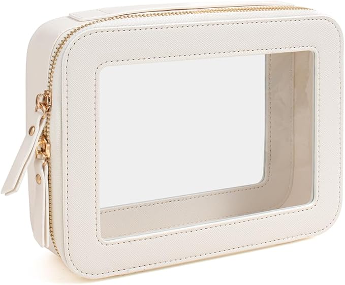 FFpaw Clear American Mahjong Tile Bag, Travel Makeup Bag Cosmetic Organizer Case Waterproof Skincare Toiletry Bag with Zipper Portable Make Up Pouch Compact Car Organizer Bag for Essentials