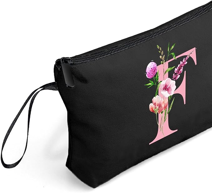 A-Z Personalized Gifts for Women, Initial Make Up Bag with Mirror, F