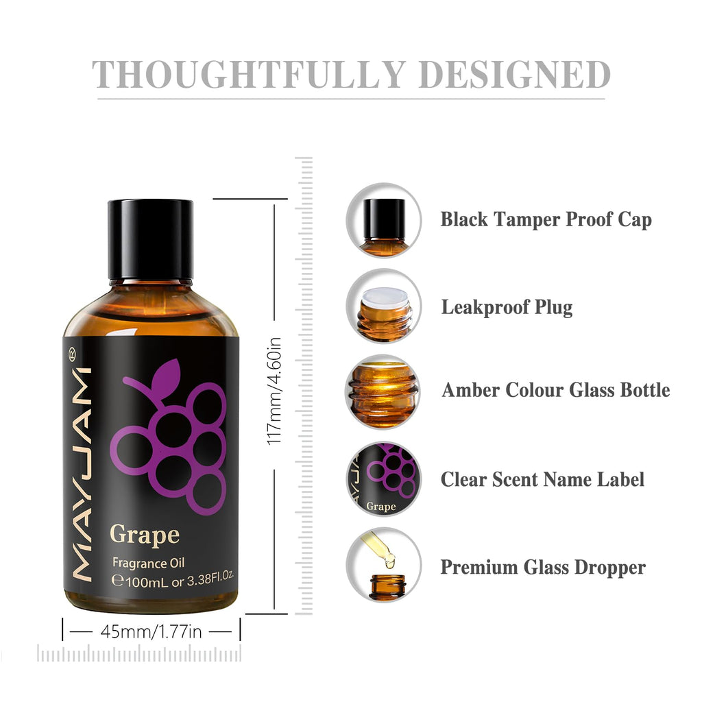 MAYJAM Grape Fragrance Oil for Diffusers for Home, 3.38FL.OZ