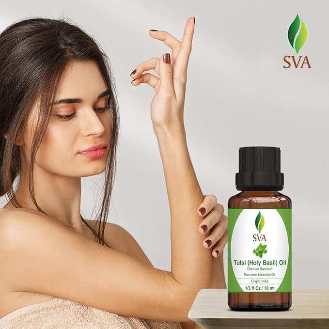 SVA Holy Tulsi Essential Oil in Glass Bottle, 1/3 Fl Oz (10 ml)