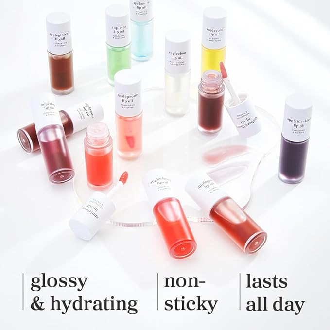 NOONI Korean Lip Oil - Applepeony - Plumping & Hydrating Tinted Lip Gloss