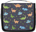 OMFUNS Cute Dinosaur Hanging Travel Toiletry Kit Bag with Hook for Men and Boys, Cartoon Dino Makeup Case Waterproof Cosmetic Bag Storage Bag Organizer for Accessories Toiletries
