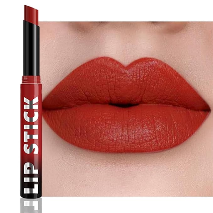 IATMOMOD Orange Red Matte Lipstick for Women, Long Lasting Waterproof Transfer-Proof Vegan Lip Bar, 24H Moisturizing Smudge-Proof All-Day Lip Color for Daily & Party M06#