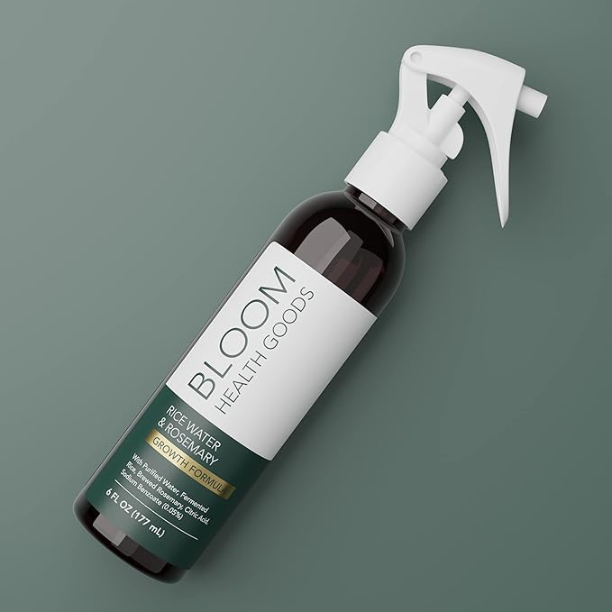 Bloom Health Goods Rosemary & Rice Water Spray for Hair – Homegrown Rosemary, Korean Root & Scalp Hair Tonic – Strengthens & Adds Fullness – Leave-In Mist for Thinning Hair, Men & Women – 6 oz