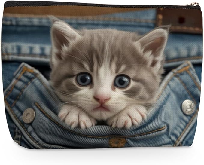 Cute Cat Makeup Bag, Travel Makeup Case Cosmetic Bags for Women Cat Lover