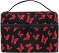 MNSRUU Butterfly Makeup Bag, Black Makeup Organizer Bags Toiletry Bag Box Travel Cosmetic Bag Make Up Train Case for Women Teen Girl Ladies