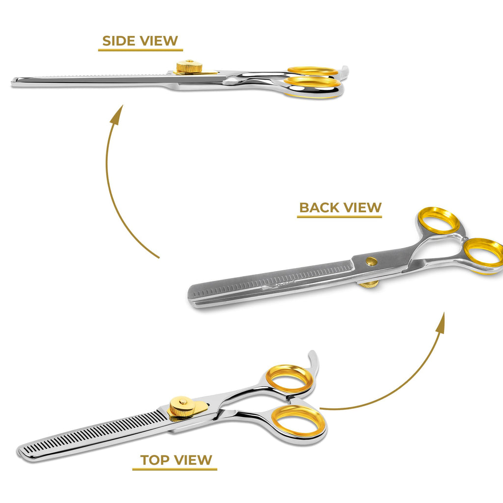 Professional Cat and Dog Grooming Scissors 6.5" 42-Tooth heavy-duty Thinning Scissors for Dogs and Cats, 440c Japanese Steel Comfortable Long-Lasting Sharpness for Years