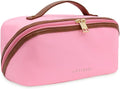 JINYIBAGS Travel Makeup Bag – Large Cosmetic Organizer with Waterproof Nylon, Smooth Double Zipper & Tear-Resistant Lining, Toiletry Pouch for Women (Pink)