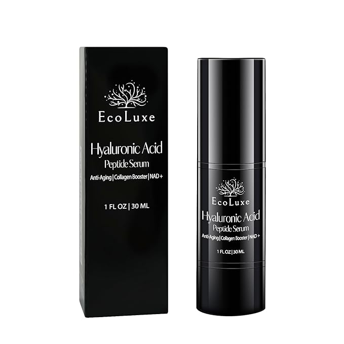 EcoLuxe Hyaluronic Acid Peptide Serum – 5x HA, NAD⁺, and Copper Peptides to Plump, Hydrate, and Firm. Boosts Radiance, Smooths Lines, and Supports Skin Renewal – Clean Vegan Formula