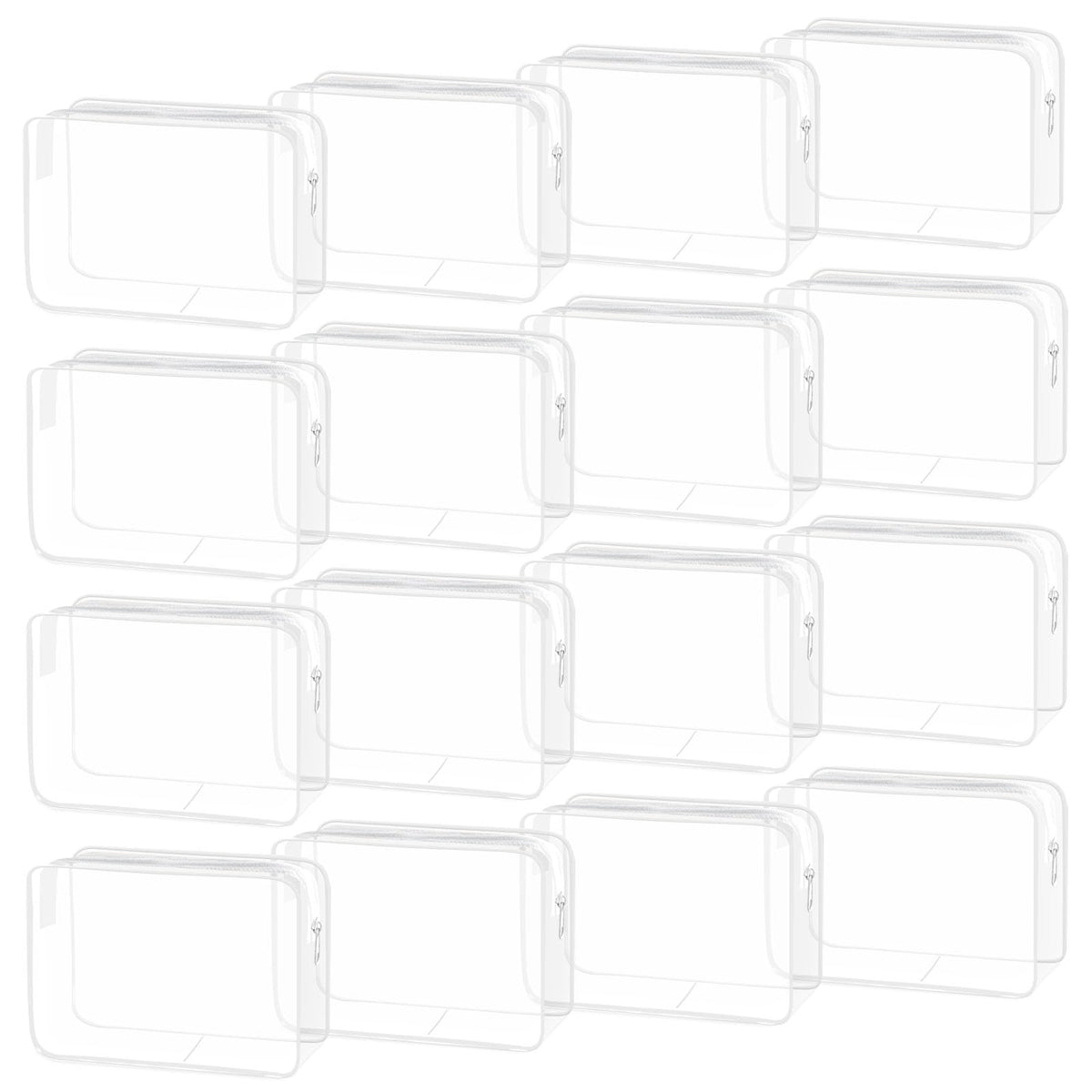 16 Pieces Clear Makeup Bags Bulk, TSA Approved Toiletry Bag for Travel, PVC Waterproof Travel Pouches Clear Pouch with Zipper for Men and Women Carry-on Travel Essentials Cosmetic Bags (Orange)