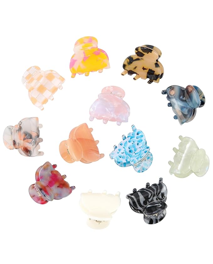 Molans 12 Pcs Small Hair Clips Mini Claw Jaw Clips Women Girls Thin Hair