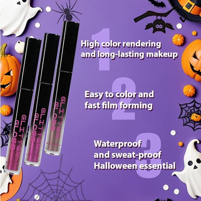 CAKAILA Taupe Purple Dark Purple Metallic Lipstick for Women,Glitter Sparkling Liquid Lipstick,Long Lasting Waterproof Lightweight Non-Drying Bold Dark Lip Gloss for Gothic Stage Makeup,Vegan