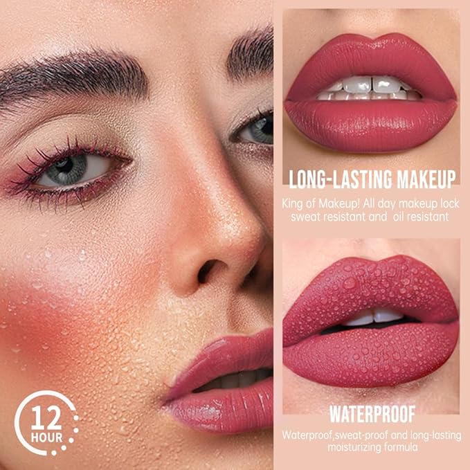 Hxssll Matte Lip Stain – High Pigment Non-Transfer Matte Liquid Lipstick, Long-Lasting Waterproof Smudge-Proof Lip Color, Lightweight Comfortable Velvet Finish Lip Tint 02#（5PCS）