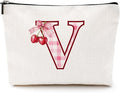 CQM Cherry Bag Initial V Makeup Bag Cherry Gifts for Women Cosmetic Bags